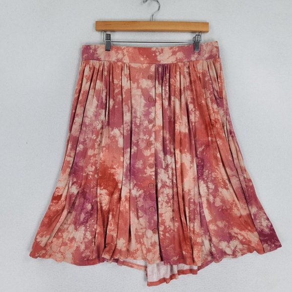 torrid Dresses & Skirts - Torrid Skirt Womens 1 Pink Orange 1X Tie Dye Stretch Midi A Line Flowy Casual